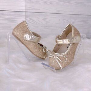 Girls Gold Glitter Dress Shoes